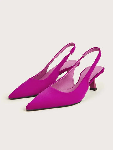 Minimalist Point Toe Heeled Slingback Pumps