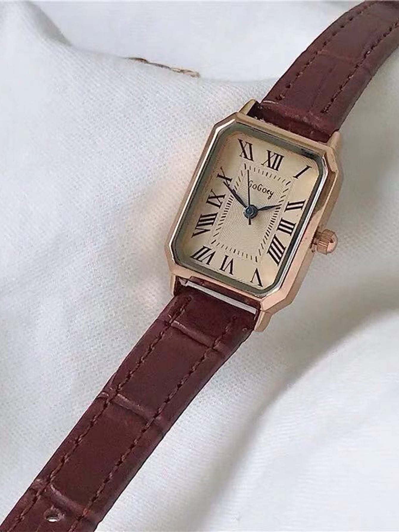 Minimalist Rectangle Pu Leather Strap Watch