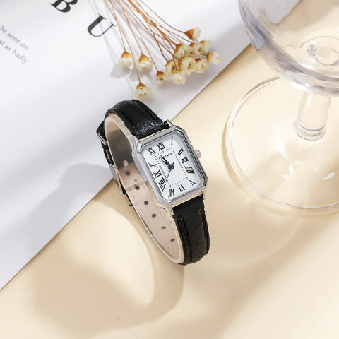 Minimalist Rectangle Pu Leather Strap Watch