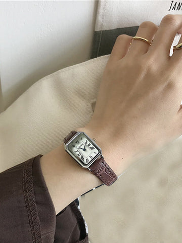 Minimalist Rectangle Pu Leather Strap Watch