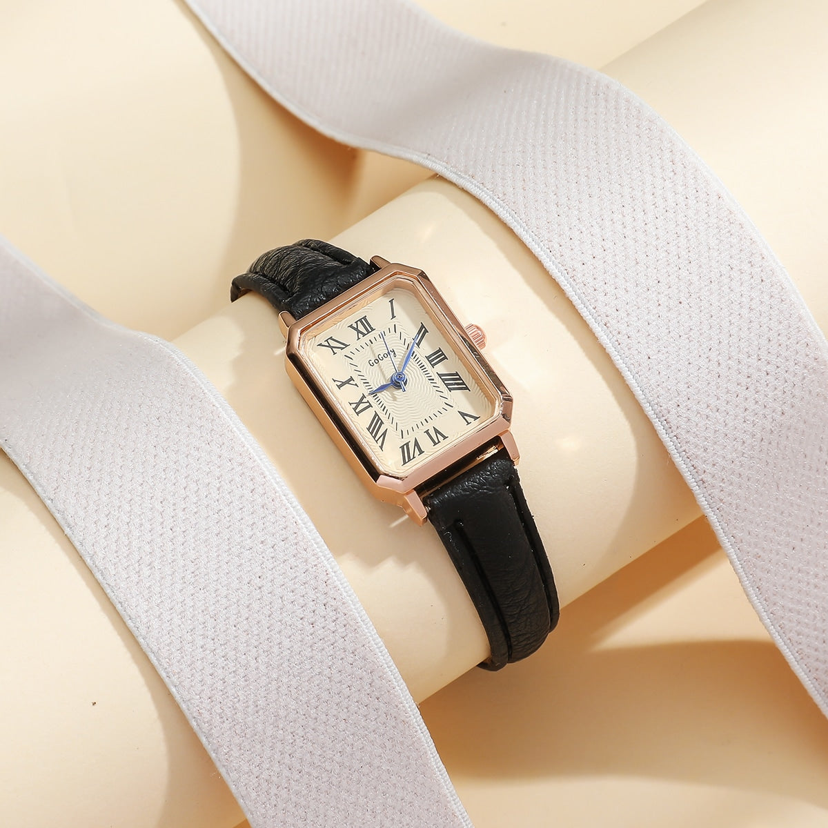 Minimalist Rectangle Pu Leather Strap Watch