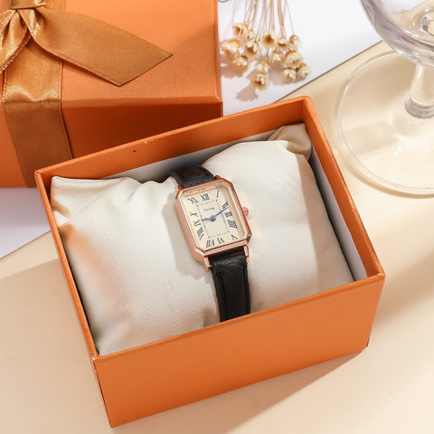 Minimalist Rectangle Pu Leather Strap Watch