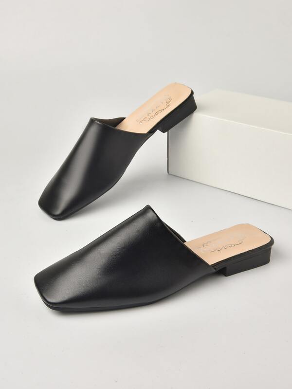 Minimalist Square Toe Flat Mules