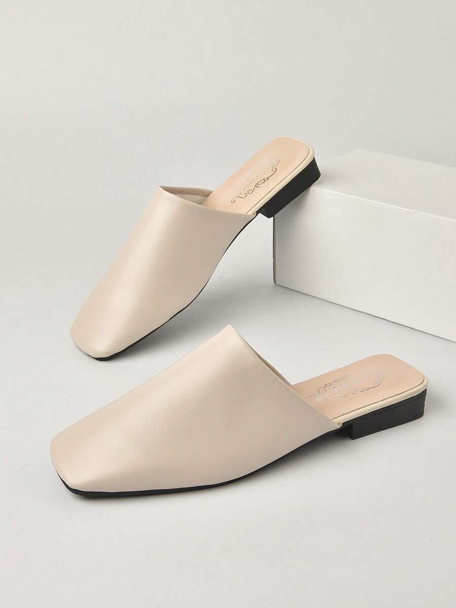 Minimalist Square Toe Flat Mules