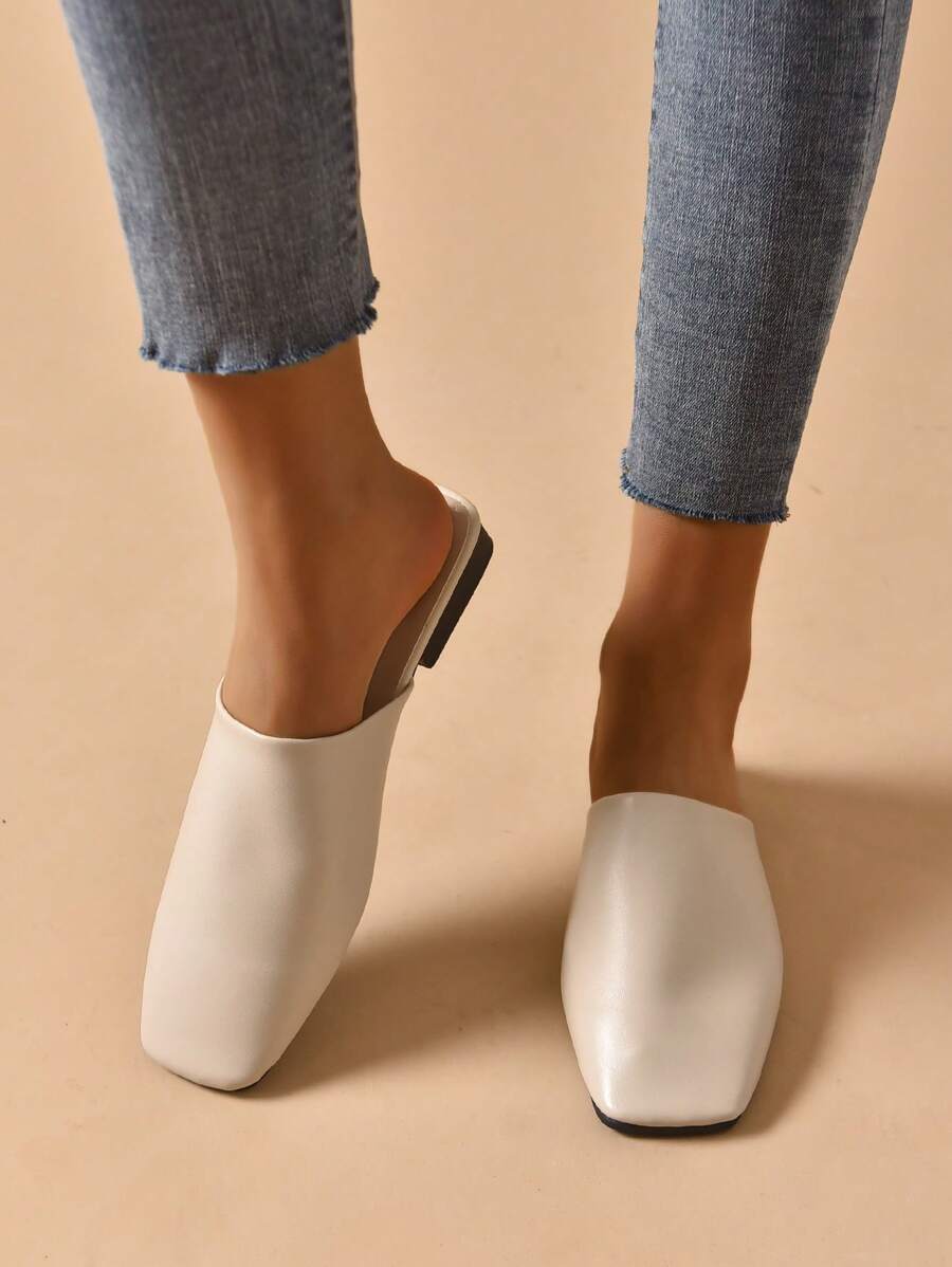 Minimalist Square Toe Flat Mules