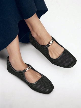 Fashion Round Toe Strap Ins Style Flat Shoes