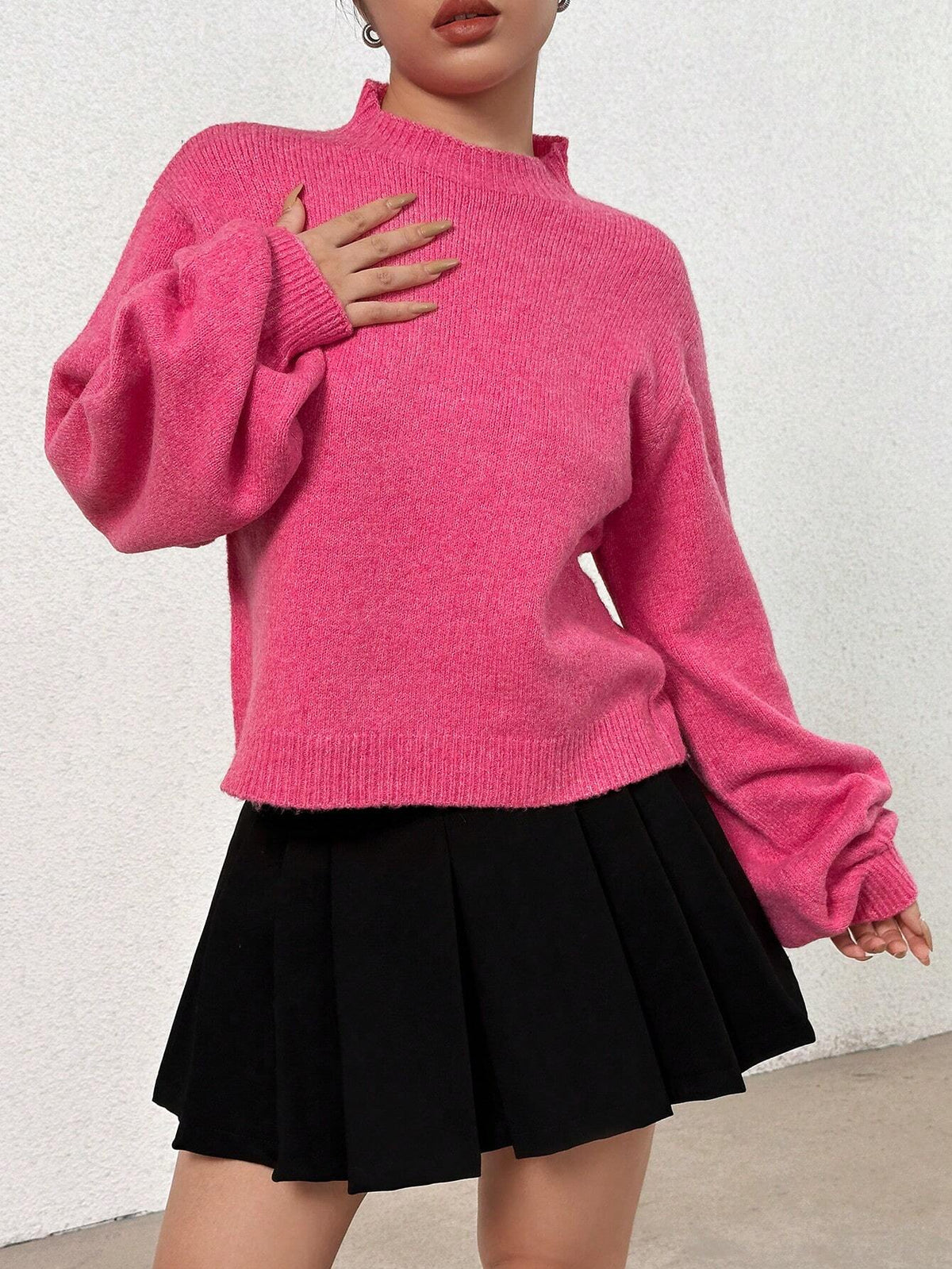 Mock Neck Drop Shoulder Sweater