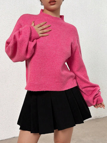 Mock Neck Drop Shoulder Sweater