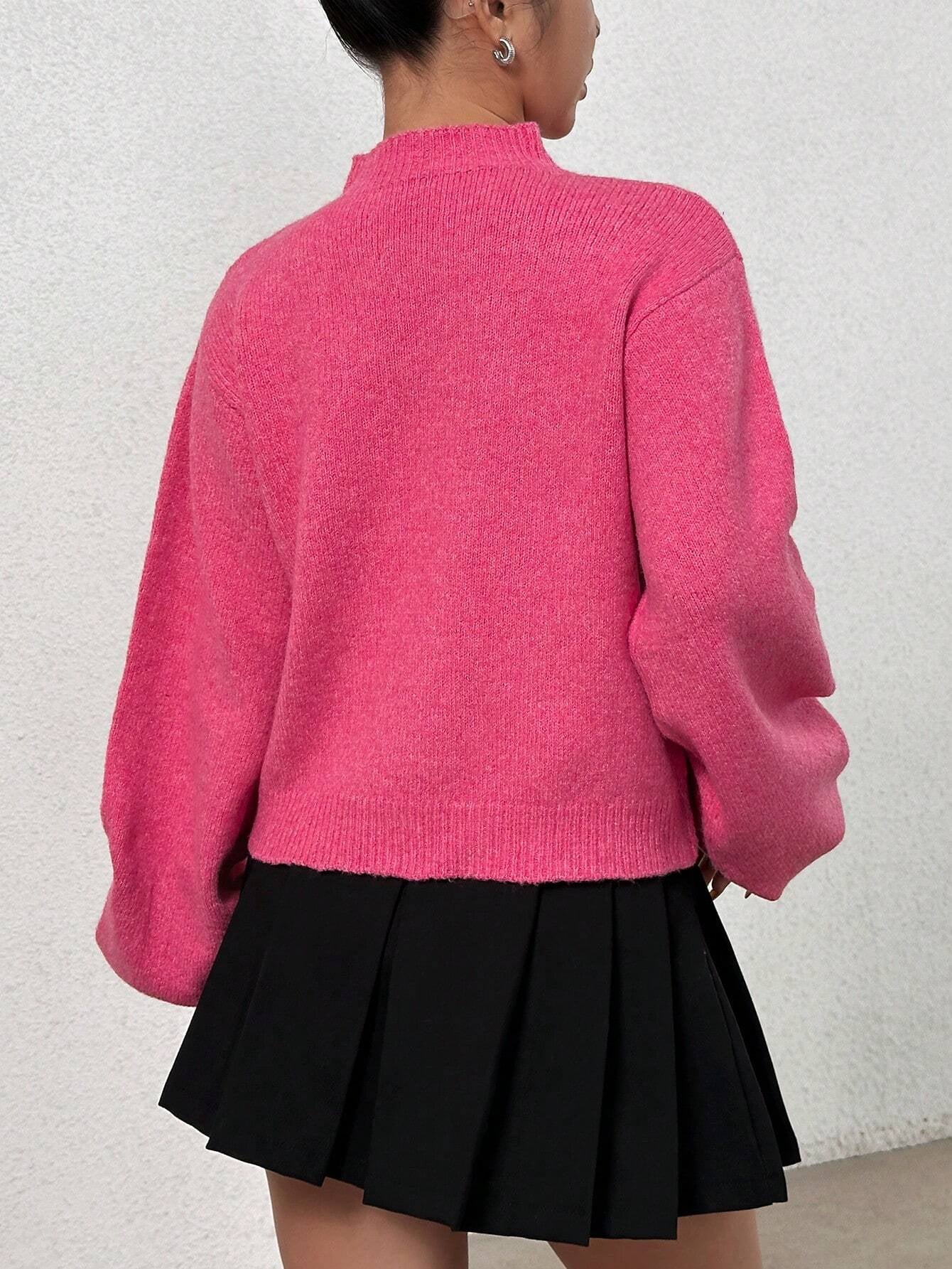 Mock Neck Drop Shoulder Sweater