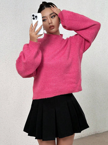 Mock Neck Drop Shoulder Sweater