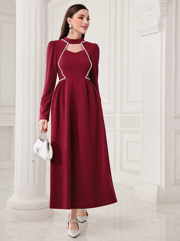 Modely Color Block Contrast Trimmed Dress