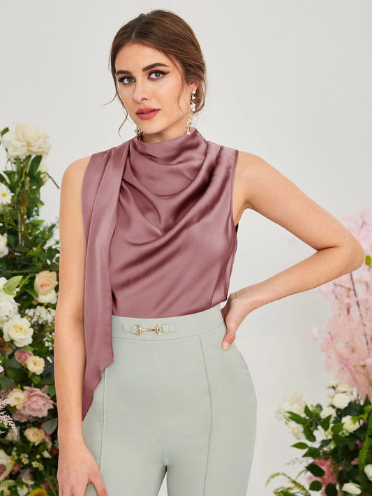 Modely Draped Keyhole Back Blouse