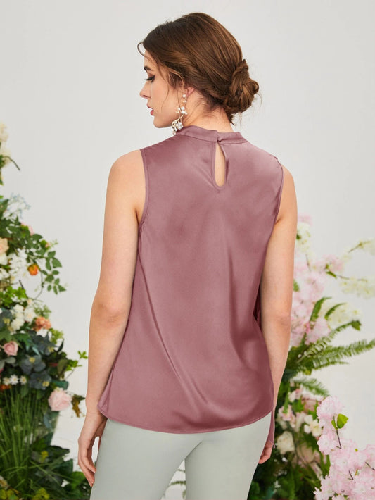 Modely Draped Keyhole Back Blouse