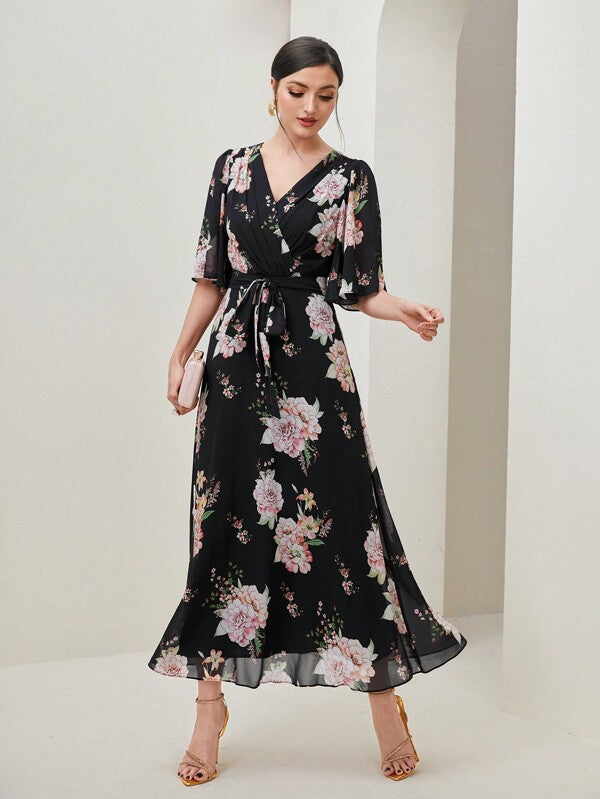 Modely Floral Print Belted Dress