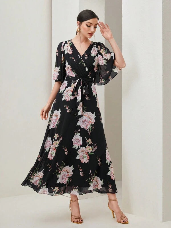 Modely Floral Print Belted Dress