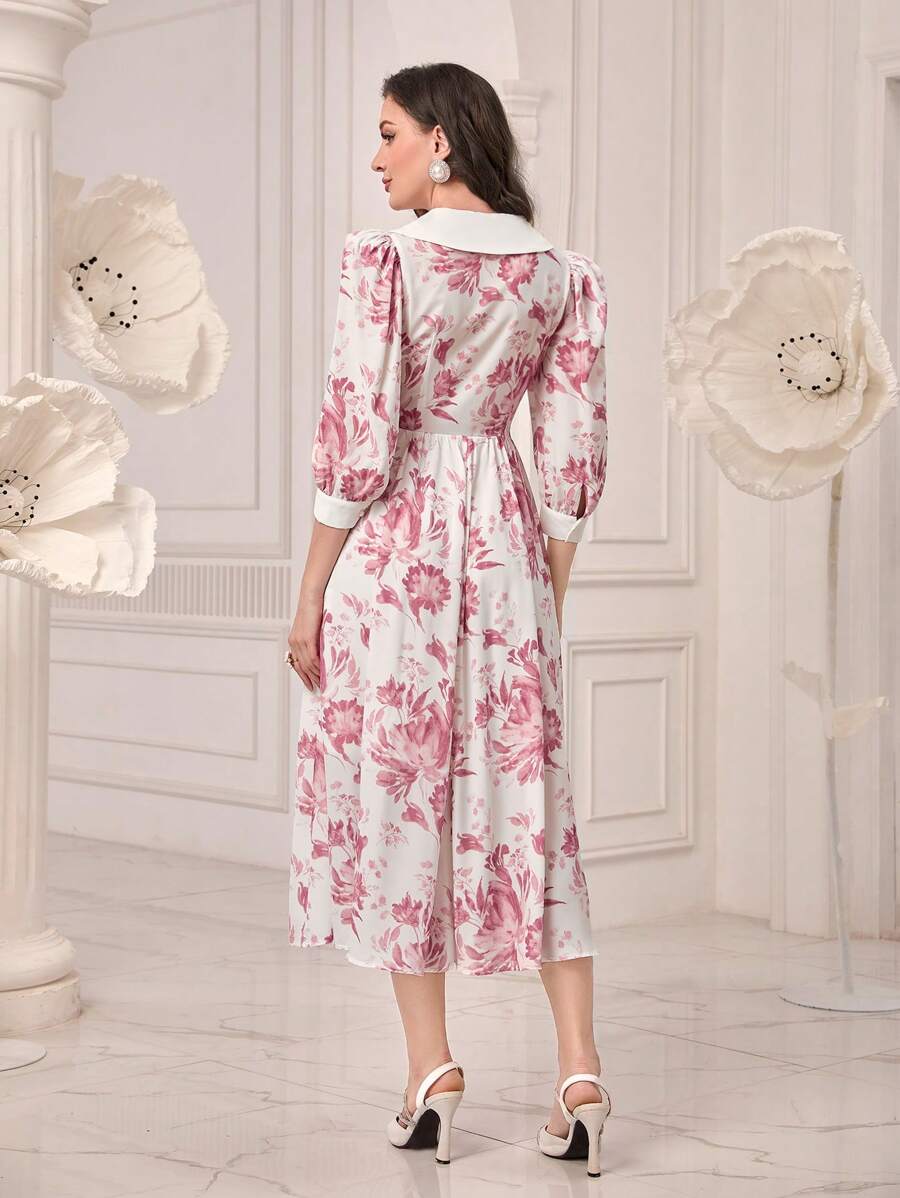 Modely Floral Print Puff Sleeve Dress