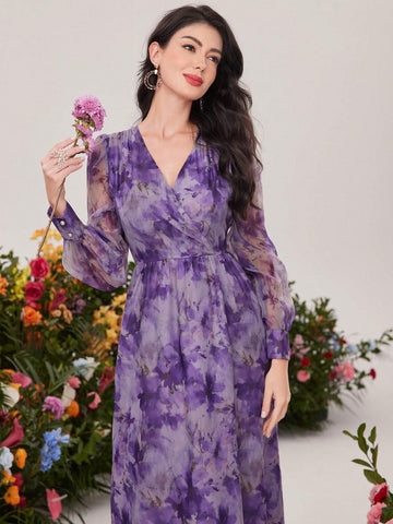 Modely Floral Print V-Neck Fit & Flare Dress