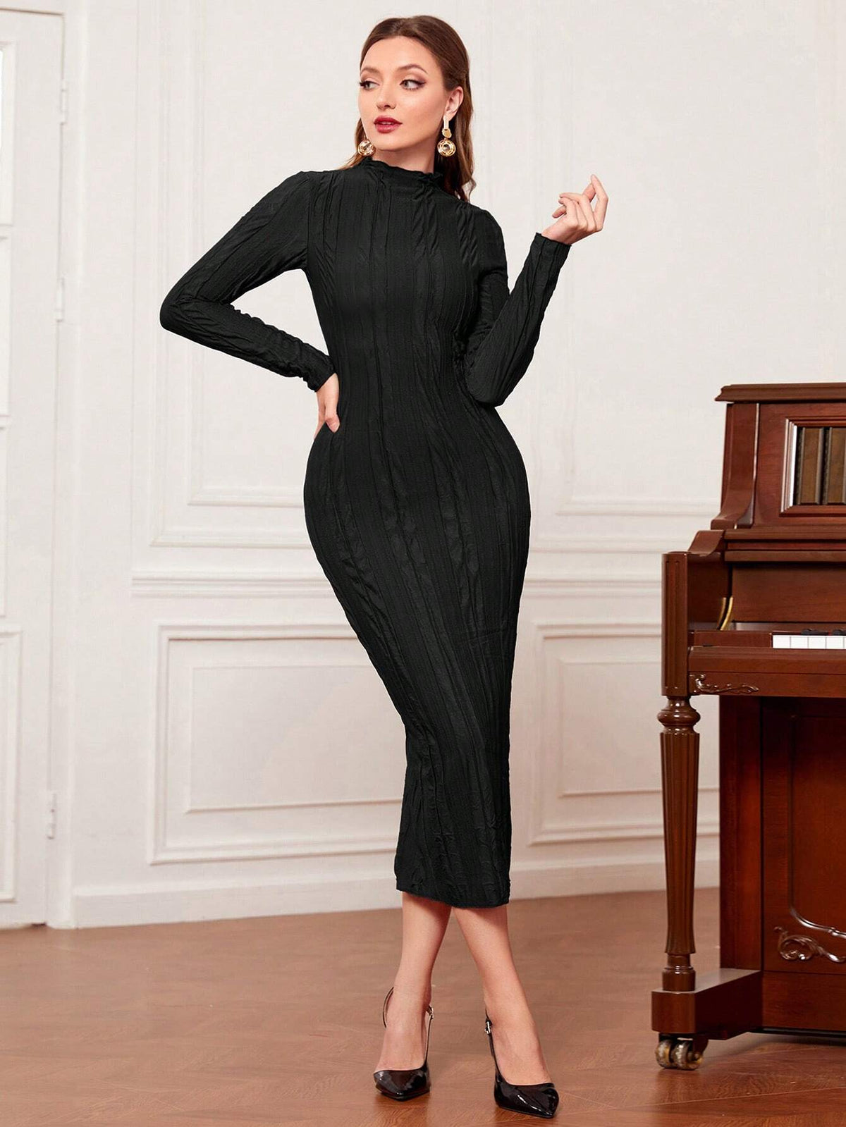 Modely Half High Collar Bodycon Dress