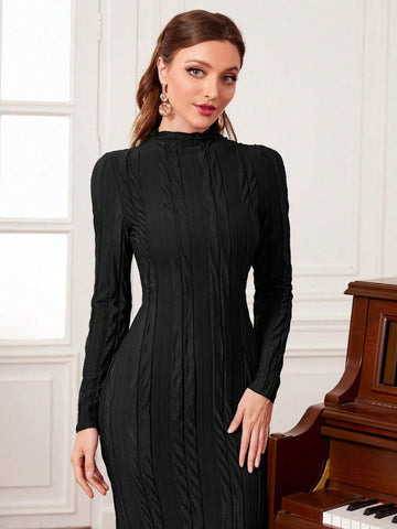 Modely Half High Collar Bodycon Dress