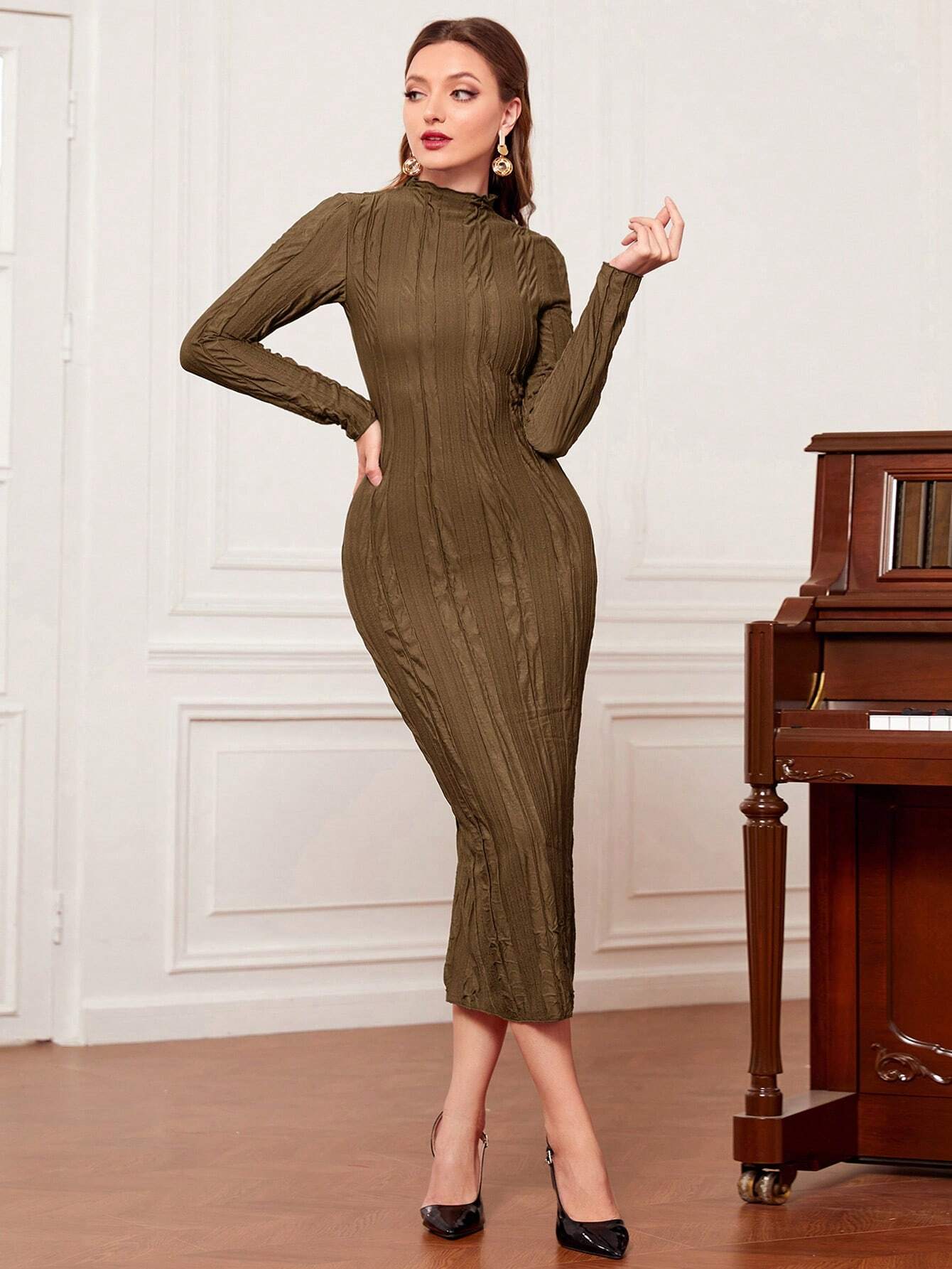 Modely Half High Collar Bodycon Dress