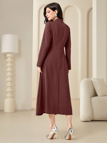 Modely Keyhole Neckline Long Sleeve Dress