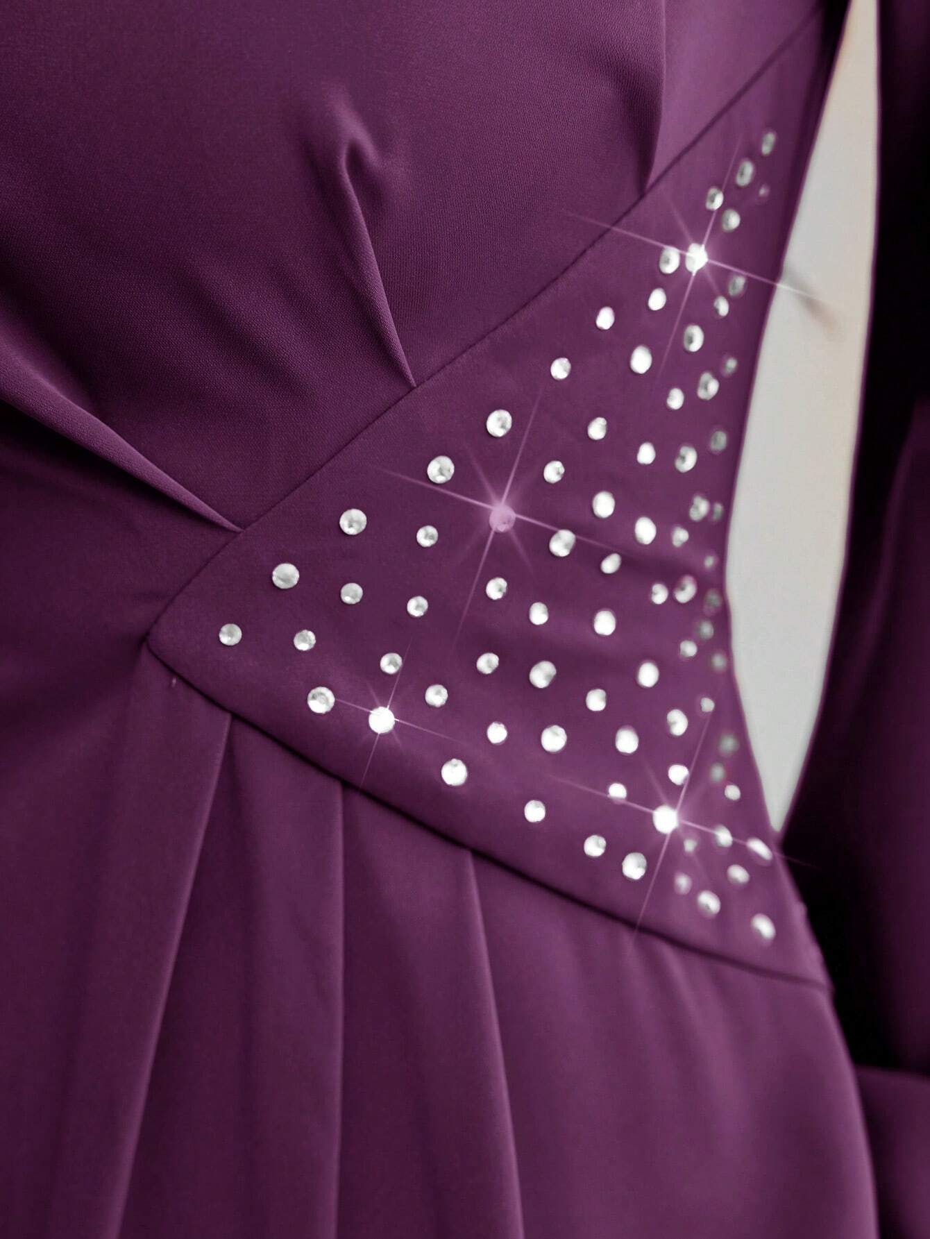 Modely Lantern Sleeve Rhinestone Detail Dress
