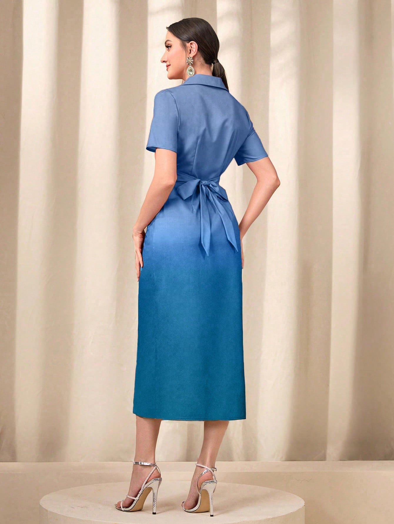 Modely Ombre Ruched Wrap Hem Dress