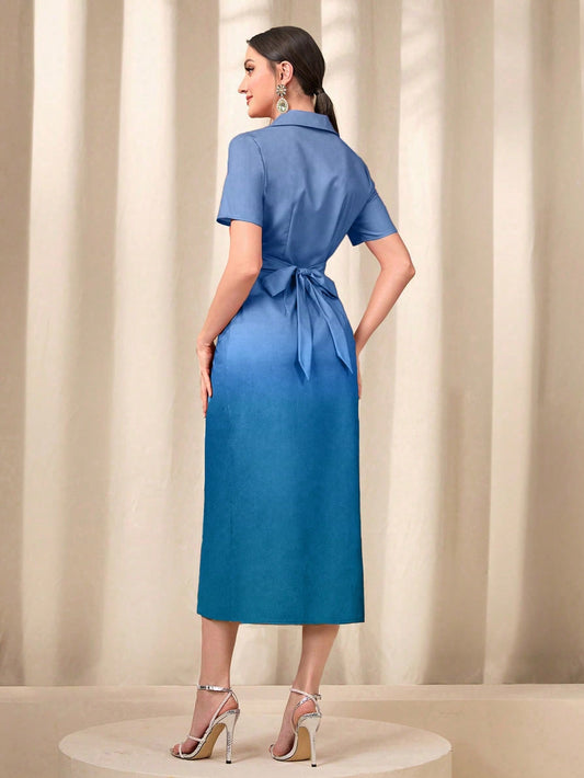 Modely Ombre Ruched Wrap Hem Dress