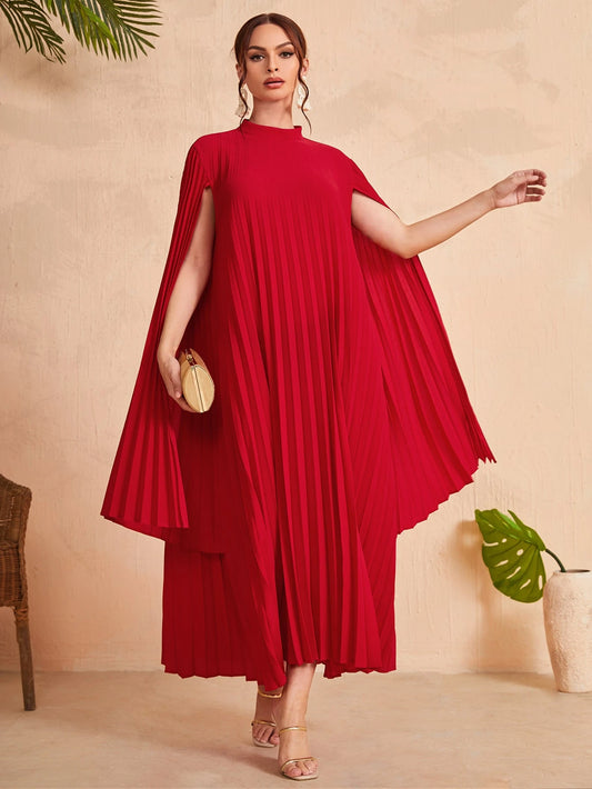 Modelyn Stand Collar Cloak Sleeve Dress