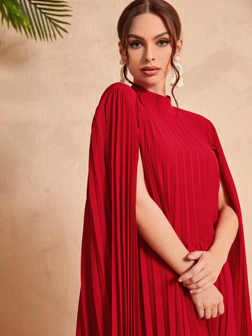 Modelyn Stand Collar Cloak Sleeve Dress