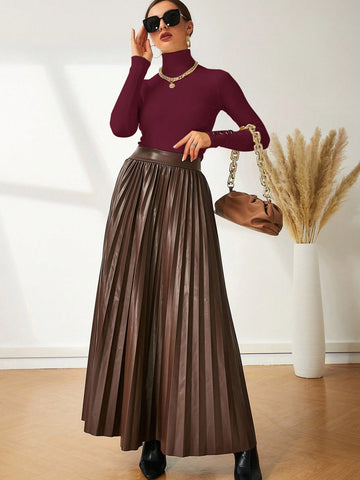 Modelyn High Neck Button Detail Ribbed Knit Sweater