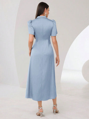 Women'S Petal Short Sleeve Pleated Dress
