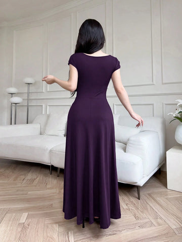 Modelyn Women Long Sleeveless Slim Fit Solid Color Dress