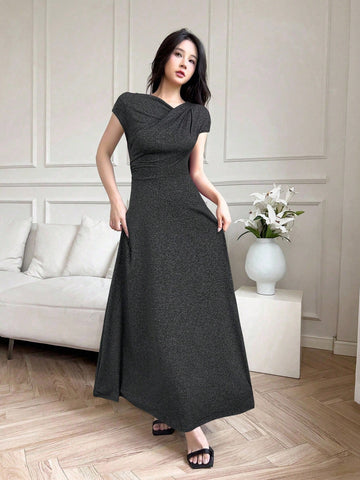 Modelyn Women Long Sleeveless Slim Fit Solid Color Dress