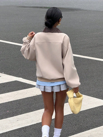 Women's Casual Color Block Collar Jacket