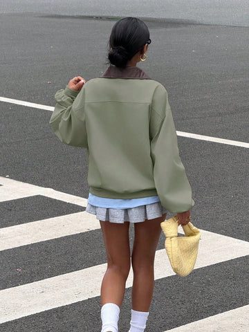 Women's Casual Color Block Collar Jacket