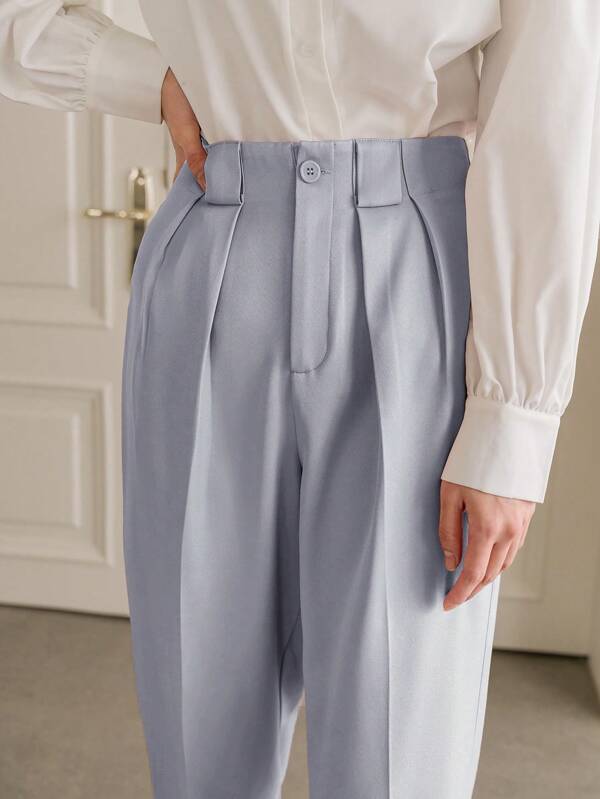 Mulvari High Waist Plicated Detail Straight Leg Pants