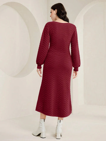 Mulvari Solid V Neck Sweater Dress