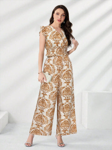 Mulvari Ladies' V-Neck Short Sleeve Top And Pants