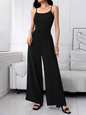 Mulvari Women's Random Print Top, Solid Color Camisole, And Jumpsuit