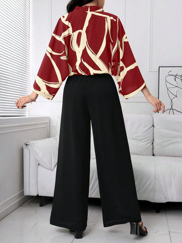 Mulvari Women's Random Print Top, Solid Color Camisole, And Jumpsuit
