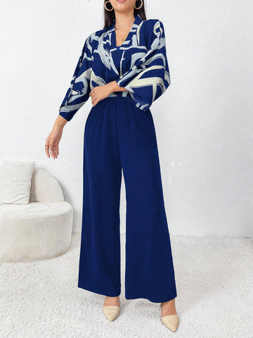 Mulvari Women's Random Print Top, Solid Color Camisole, And Jumpsuit