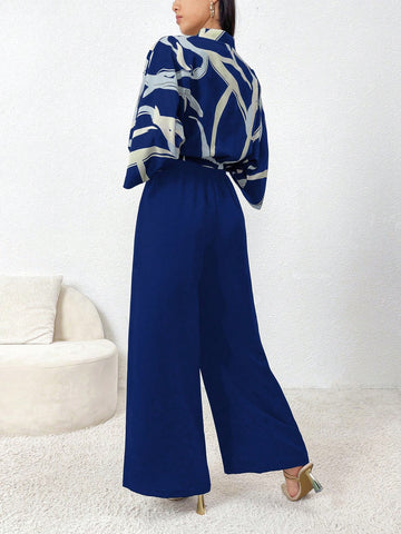 Mulvari Women's Random Print Top, Solid Color Camisole, And Jumpsuit