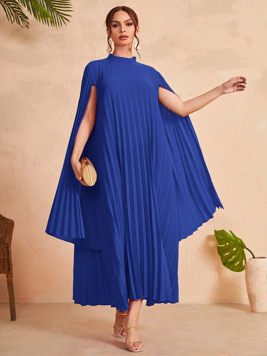 Modelyn Stand Collar Cloak Sleeve Dress