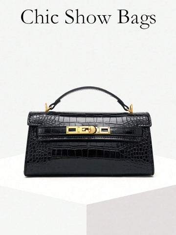 Crocodile Embossed Handbag