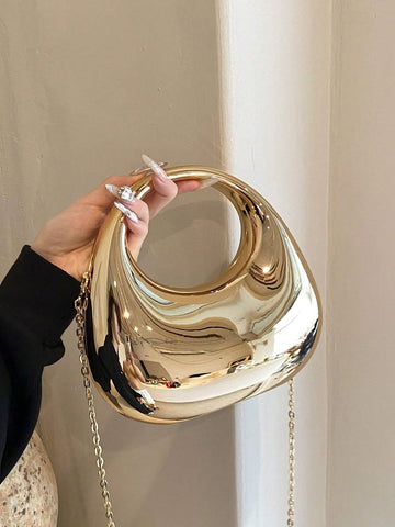 Lightweight, Business Casual Rhinestone Decor Bucket Bag