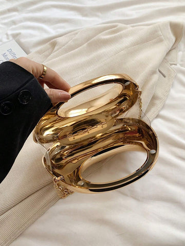 Lightweight, Business Casual Rhinestone Decor Bucket Bag