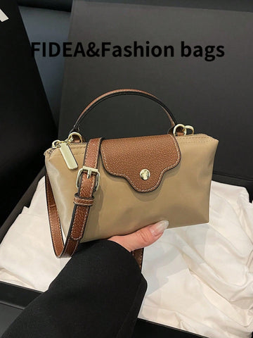 Fashionable Solid Color Minimalist PU Bucket Bag