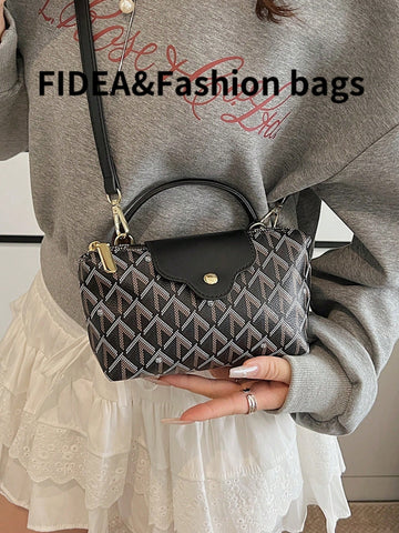 Fashionable Solid Color Minimalist PU Bucket Bag