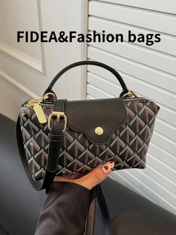 Fashionable Solid Color Minimalist PU Bucket Bag